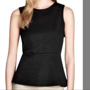 H&M black textured peplum tank with gold zip back